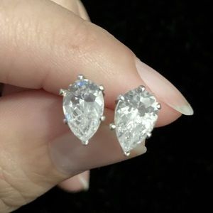 White Gold Earrings, White Stones.